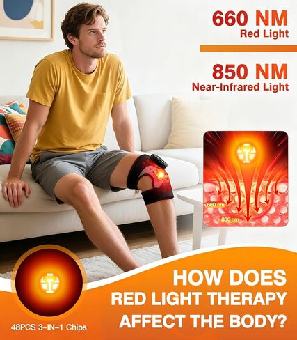 Knee Massager with Heat and Red Light Therapy, Knee Brace with Vibration, 5000mah Wireless Cordless,660nm & 850nm Red Light Therapy Adjustable Knee Wrap for Knee/Elbow/Shoulder Pain Relief in Kuwait