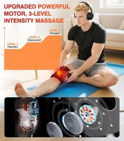 Knee Massager with Heat and Red Light Therapy, Knee Brace with Vibration, 5000mah Wireless Cordless,660nm & 850nm Red Light Therapy Adjustable Knee Wrap for Knee/Elbow/Shoulder Pain Relief in Kuwait