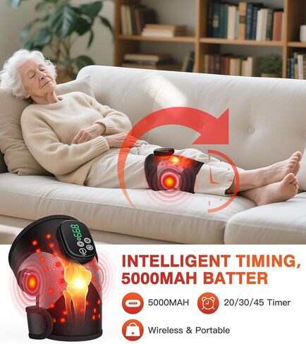 Knee Massager with Heat and Red Light Therapy, Knee Brace with Vibration, 5000mah Wireless Cordless,660nm & 850nm Red Light Therapy Adjustable Knee Wrap for Knee/Elbow/Shoulder Pain Relief in Kuwait