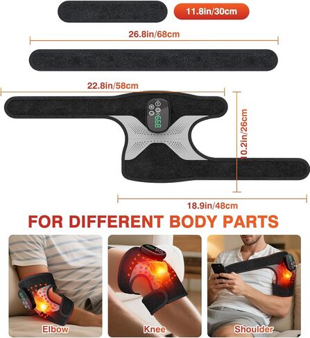 Knee Massager with Heat and Red Light Therapy, Knee Brace with Vibration, 5000mah Wireless Cordless,660nm & 850nm Red Light Therapy Adjustable Knee Wrap for Knee/Elbow/Shoulder Pain Relief in Kuwait