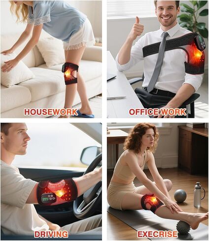 Knee Massager with Heat and Red Light Therapy, Knee Brace with Vibration, 5000mah Wireless Cordless,660nm & 850nm Red Light Therapy Adjustable Knee Wrap for Knee/Elbow/Shoulder Pain Relief in Kuwait