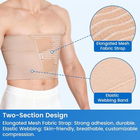 Velpeau Broken Rib Brace for Men & Women - Compression Chest Binder Belt for Cracked, Bruised, Fractured, Dislocated Ribs, Costochondritis Relief, Sternum Support (Wide Version: 9.8" Width-Large) in Kuwait