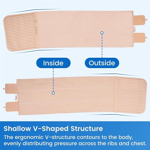 Velpeau Broken Rib Brace for Men & Women - Compression Chest Binder Belt for Cracked, Bruised, Fractured, Dislocated Ribs, Costochondritis Relief, Sternum Support (Wide Version: 9.8" Width-Large) in Kuwait