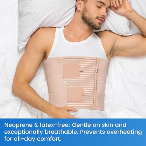 Velpeau Broken Rib Brace for Men & Women - Compression Chest Binder Belt for Cracked, Bruised, Fractured, Dislocated Ribs, Costochondritis Relief, Sternum Support (Wide Version: 9.8" Width-Large) in Kuwait