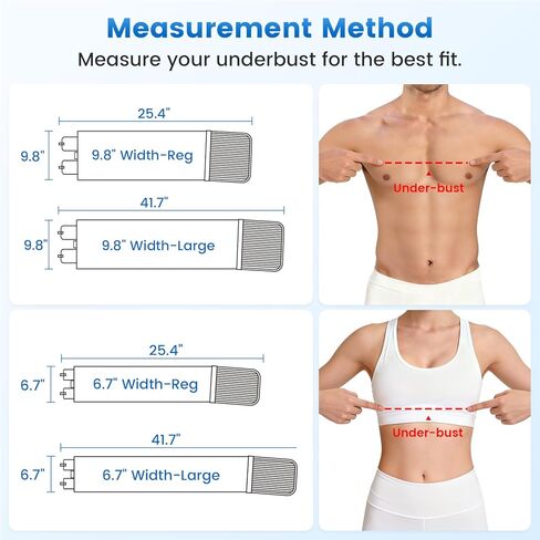 Velpeau Broken Rib Brace for Men & Women - Compression Chest Binder Belt for Cracked, Bruised, Fractured, Dislocated Ribs, Costochondritis Relief, Sternum Support (Wide Version: 9.8" Width-Large) in Kuwait