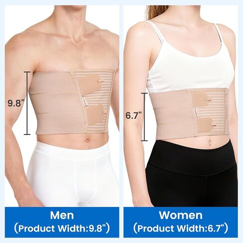 Velpeau Broken Rib Brace for Men & Women - Compression Chest Binder Belt for Cracked, Bruised, Fractured, Dislocated Ribs, Costochondritis Relief, Sternum Support (Wide Version: 9.8" Width-Large) in Kuwait