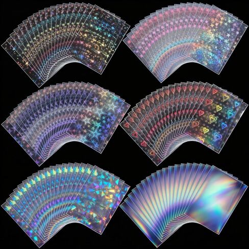 600 Pack Holographic Card Sleeves, Laser Flashing Trading Card Protector, 3.5" x 2.4" Kpop Photocard Holder, Mini Polaroid Protective Cover for Game Sports Cards Token in Kuwait