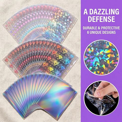 600 Pack Holographic Card Sleeves, Laser Flashing Trading Card Protector, 3.5" x 2.4" Kpop Photocard Holder, Mini Polaroid Protective Cover for Game Sports Cards Token in Kuwait