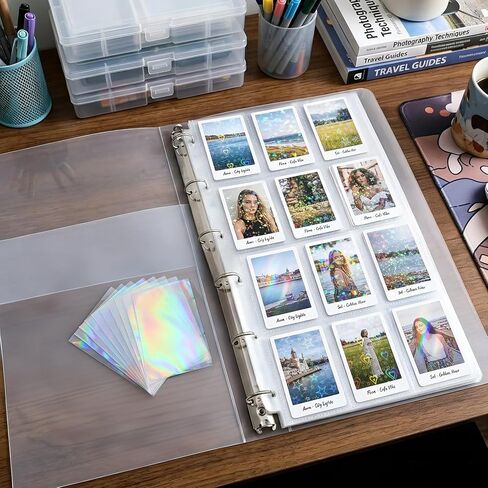 600 Pack Holographic Card Sleeves, Laser Flashing Trading Card Protector, 3.5" x 2.4" Kpop Photocard Holder, Mini Polaroid Protective Cover for Game Sports Cards Token in Kuwait