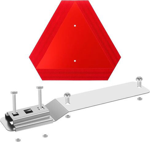 1 Set Slow Moving Vehicle Sign with Mounting Bracket 14 x 16 Inch Slow Moving Vehicle Triangle Sign Aluminum Warning Triangles for Vehicles Golf Cart Tractor Outdoor Accessories in Kuwait