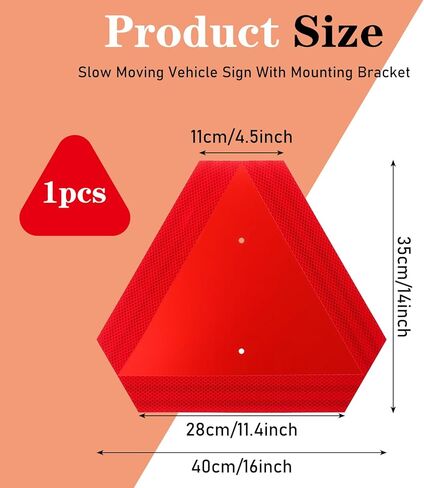 1 Set Slow Moving Vehicle Sign with Mounting Bracket 14 x 16 Inch Slow Moving Vehicle Triangle Sign Aluminum Warning Triangles for Vehicles Golf Cart Tractor Outdoor Accessories in Kuwait