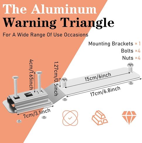 1 Set Slow Moving Vehicle Sign with Mounting Bracket 14 x 16 Inch Slow Moving Vehicle Triangle Sign Aluminum Warning Triangles for Vehicles Golf Cart Tractor Outdoor Accessories in Kuwait