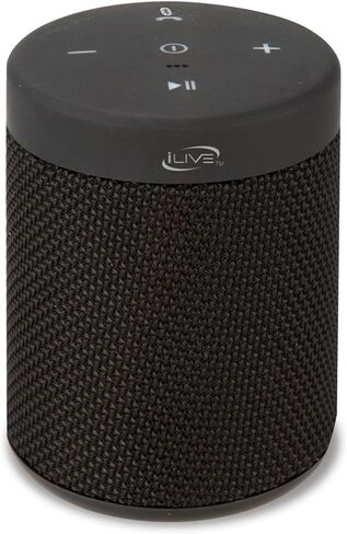 iLive Waterproof Fabric Wireless Speaker, 2.56 x 2.56 x 3.4 Inches, Built-in Rechargeable Battery, Black (ISBW108B) in Saudi Arabia