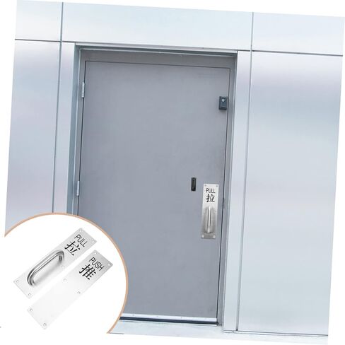 jojofuny 1set Stainless Steel Sliding Door Pull Handle Push Plate Easy to Install Commercial Grade Push Pull Door Handle for Restaurants Bars and Public Areas in Kuwait