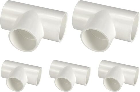 DTGN 5Pcs 1 1/4" Tee PVC Fitting, SCH40 3-Way Furniture Grade PVC Pipe Fitting, Corner Elbow Connector for Building Furniture, Greenhouse Frame Connection, DIY Create, Socket x Socket in Kuwait