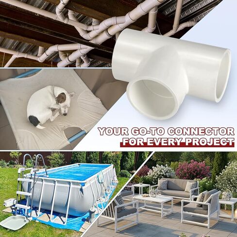 DTGN 5Pcs 1 1/4" Tee PVC Fitting, SCH40 3-Way Furniture Grade PVC Pipe Fitting, Corner Elbow Connector for Building Furniture, Greenhouse Frame Connection, DIY Create, Socket x Socket in Kuwait