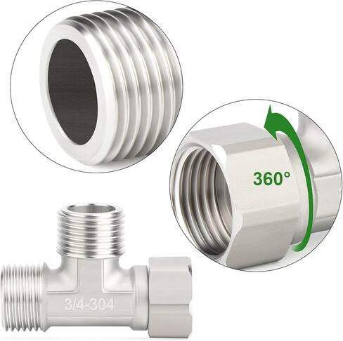 TAISHER 2 قطعة Tee 304 تركيب أنابيب من الفولاذ المقاوم للصدأ، 3/4" MNPTx3/4" FNPTx3/4" MNPT 3 Way T موصل للبروبان والزيت والغاز وأنظمة تدفق الهواء، تي شيرت فرع أنثى in Kuwait