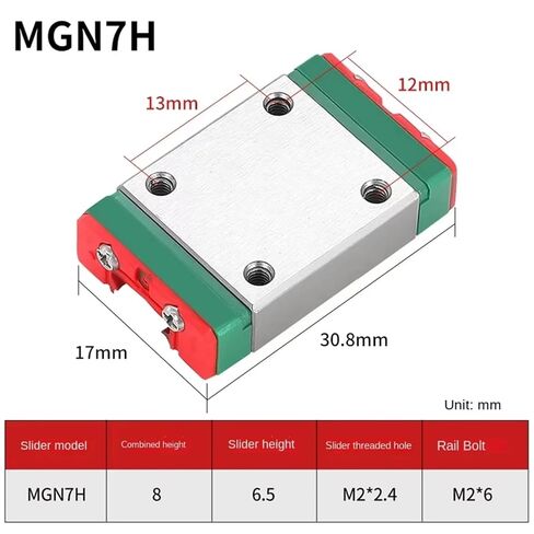 MGN7H 100mm - 1500mm 1Pc Miniature Linear Rail + 2Pcs Guide Block(200mm) in Saudi Arabia