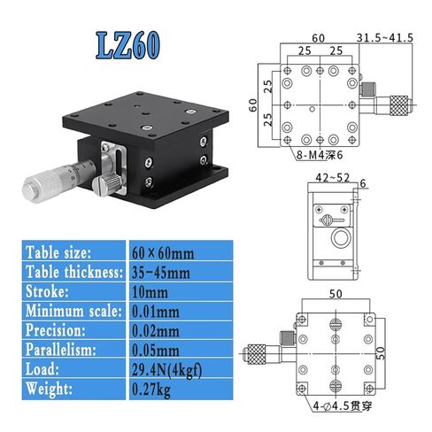 1pc High Precision Z Axis Lift Table with Cross Roller Guide - Manual Moving Optical Sliding Table LZ40-LZ125(Lz60) in Saudi Arabia