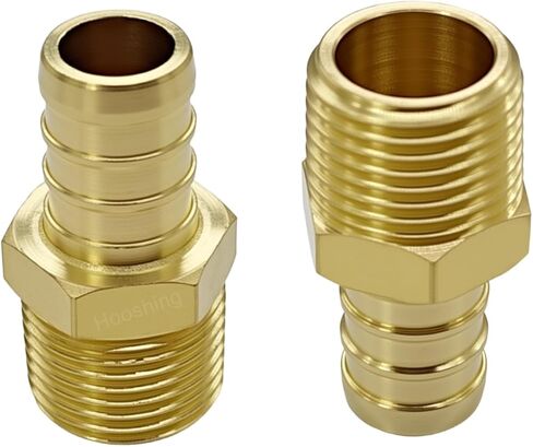 Hoashing 2 قطعة 1/2 "PEX إلى 3/8" NPT ذكر موصل النحاس تجعيد المناسب لوظيفة السباكة in Kuwait