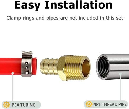 Hoashing 2 قطعة 1/2 "PEX إلى 3/8" NPT ذكر موصل النحاس تجعيد المناسب لوظيفة السباكة in Kuwait