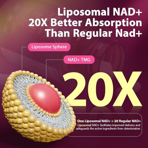 NAD Supplement 1100mg + Resveratrol 600mg – Advanced Liposomal NAD+ Capsules with Pterostilbene & Quercetin in Saudi Arabia