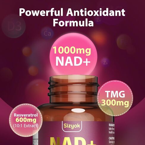 NAD Supplement 1100mg + Resveratrol 600mg – Advanced Liposomal NAD+ Capsules with Pterostilbene & Quercetin in Saudi Arabia