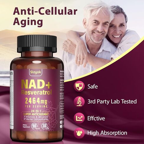 NAD Supplement 1100mg + Resveratrol 600mg – Advanced Liposomal NAD+ Capsules with Pterostilbene & Quercetin in Saudi Arabia