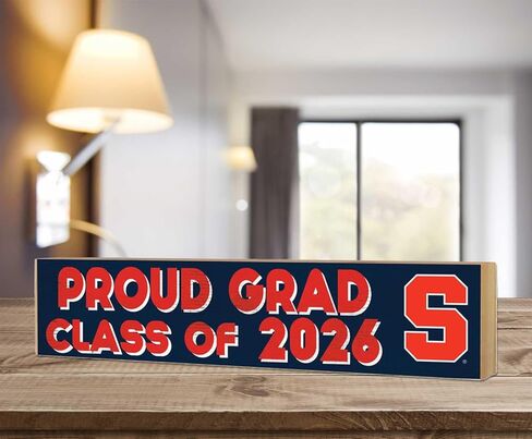 KH Sports Fan Syracuse Orange Class of 2026 Wood Block Sign, Engineered Wood, 3x13 Inches, Navy, Rectangular, Graduation Sports Theme in Kuwait