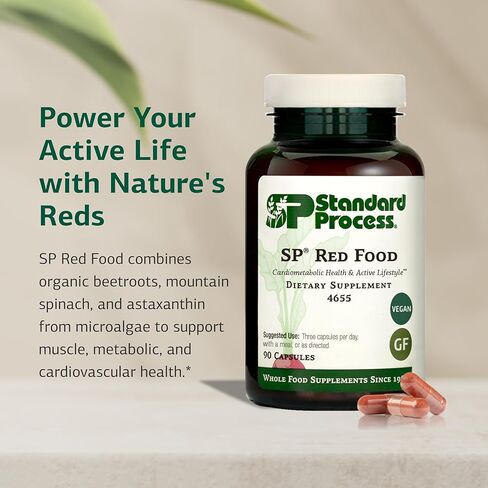 العملية القياسية SP Red Food - دعم الدورة الدموية وتدفق الدم - يدعم أداء التمارين والتعافي - يساعد على الوضوح - غير معدل وراثيًا، خالي من الغلوتين ونباتي - 90 كبسولة (30 حصة) in Kuwait