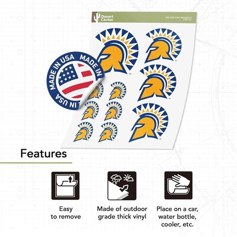 Desert Cactus San Jose State University Sticker SJSU Spartans Sticker Vinyl Decals Laptop Water Bottle Car Scrapbook Sheet (Type 3-1) in Kuwait