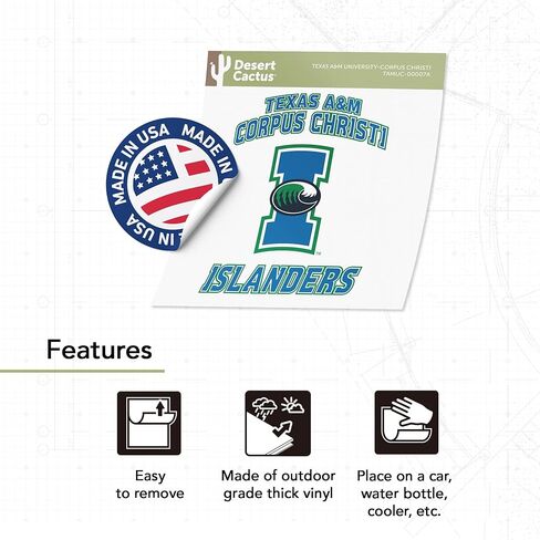 ملصق جامعة Desert Cactus Texas A&M Corpus Christi TAMUCC Islanders ملصق من الفينيل لزجاجة مياه للكمبيوتر المحمول ودفتر قصاصات السيارة (IND 00007A) in Kuwait