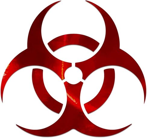 Biohazard Symbol Vinyl Decal Notebook Car Laptop 5.5" x 5.25" (Red Holographic) in Kuwait