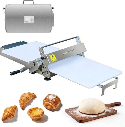 Commercial 110V Electric Dough Sheeter Machine, Reversible Puff Pastry Sheeter And Fondant Roller, Dough Roller, Adjustable Thickness 0-25mm, Folding Dough Sheeter For Bakeries, Pastries,（22.7"） in Kuwait
