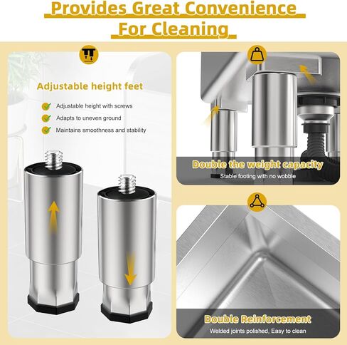 23.6'' Stainless Steel Floor Mop Sink with Assemble Mops with Extended Elevated Rack, Floor Mop Sink Commercial for Laundry Room, Kitchen, Restaurant, Garage, Overflow-Proof Reservoir in Kuwait