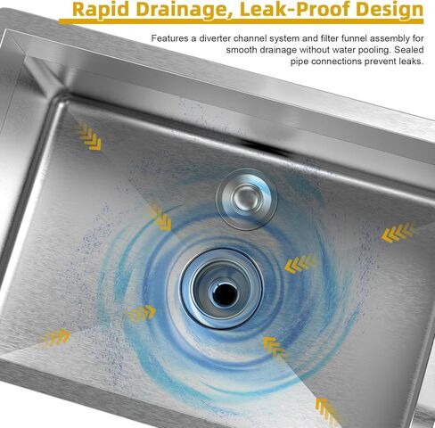 23.6'' Stainless Steel Floor Mop Sink with Assemble Mops with Extended Elevated Rack, Floor Mop Sink Commercial for Laundry Room, Kitchen, Restaurant, Garage, Overflow-Proof Reservoir in Kuwait