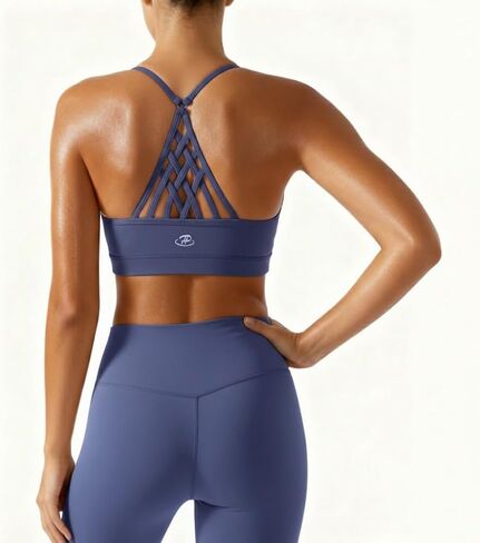 Women's Strappy Sports Bra Low Impact Sexy Crisscross Back Padded Workout Running Yoga Bra in Saudi Arabia