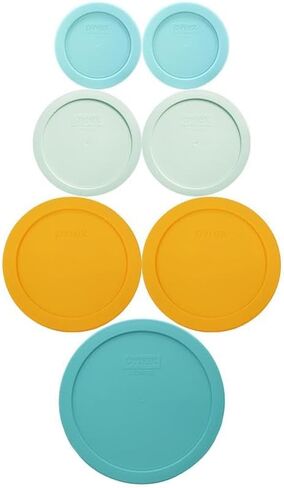بيركس (1) 7402-PC 6/7-Cup زجاج بحري، (2) 7201-PC 4-Cup Lemondrop Yellow، (2) 7200-PC 2-Cup Sage Green، و (2) 7202-PC 1-Cup أغطية خضراء من غبار اليشم - صنع في الولايات المتحدة الأمريكية in Saudi Arabia