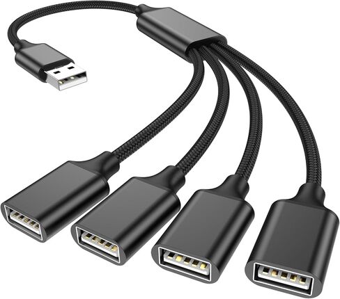 مقسم USB 1 في 4 مخرج، كابل USB Y، سلك تمديد 1 قدم / 30 سم ذكر إلى 4 أنثى للتلفزيون / الكمبيوتر الشخصي / الكمبيوتر المحمول / ماك بوك / لوحة المفاتيح / PS4 / PS5 / محرك فلاش / كمبيوتر محمول / LED إلخ. in Kuwait