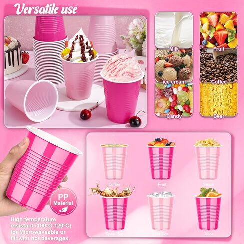 KesaPlan 100PCS 18 oz Plastic Cups, Party Cups Light Pink and Hot Pink Cup Disposable Drinking Cup Bulk For Bachelor Party Valentine's Galentine's Day Wedding Birthday Celebrations in Kuwait