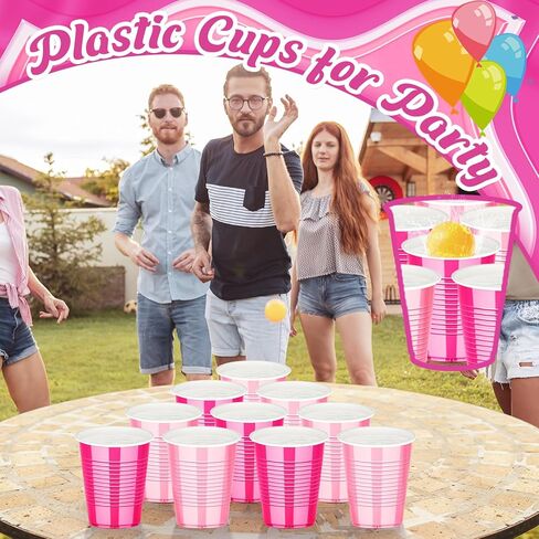 KesaPlan 100PCS 18 oz Plastic Cups, Party Cups Light Pink and Hot Pink Cup Disposable Drinking Cup Bulk For Bachelor Party Valentine's Galentine's Day Wedding Birthday Celebrations in Kuwait