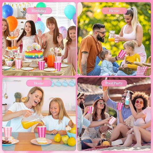 KesaPlan 100PCS 18 oz Plastic Cups, Party Cups Light Pink and Hot Pink Cup Disposable Drinking Cup Bulk For Bachelor Party Valentine's Galentine's Day Wedding Birthday Celebrations in Kuwait