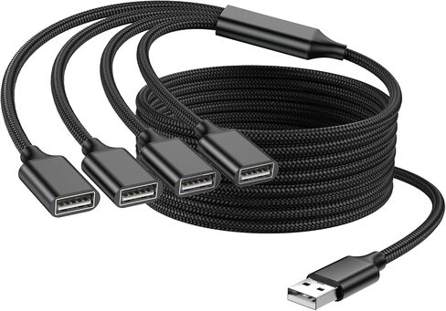 USB Splitter 1 in 4 Out, USB Y Cable, 1Ft/ 30cm A Male to 4 Female Extension Cord for TV/PC/Laptop/MacBook/Keyboard/ PS4/ PS5/ Flash Drive/Laptop/LED Etc. in Saudi Arabia