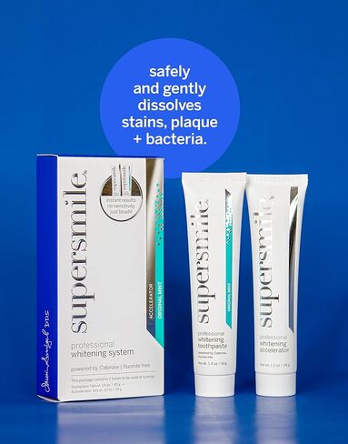 Supersmile Fluoride-Free Whitening System – 1.4oz Professional Grade Whitening Toothpaste & 1.2oz Accelerator – Whitens up to 6 Shades & Strengthens Enamel in Kuwait