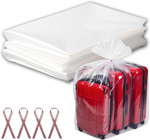 8 Pcs 45x65 inches Extra Large Clear Plastic Bags Perfect for Car Seat, Luggage, Suitcase, Stroller, Chair, Kids Bike and Furniture Storage (2 Mil Flat Bags, Include 8 Ties) in Kuwait