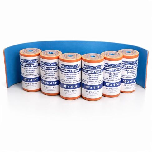 Rapid Care Padded Splint Roll - 24" x 4.25" Flexible Aluminum Splint, Bendable, Cut-to-Size, Reusable & Waterproof Emergency Splint for First Aid Kits, Travel, Sports & Outdoor Use, 3-Pack in Saudi Arabia
