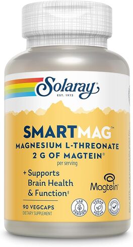SOLARAY SmartMag Magtein Magnesium L-Threonate 2g - Magnesium Supplement for Brain Health Support - Mag Threonate Brain Supplement w/Clinically Studied Magtein - Vegan, Gluten Free, 30 Servings in Kuwait