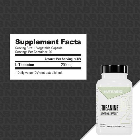 مكمل NutraBio L-Theanine، 200 ملجم - قد يساعد في تعزيز ودعم الاسترخاء، 90 كبسولة in Kuwait