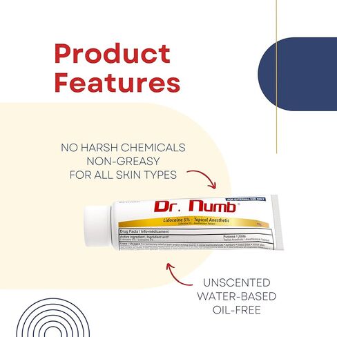 Dr. Numb 5% Lidocaine Numbing Cream, Nonprescription Maximum Strength Topical Anesthetic Cream - Temporary Relief of Pain, Itch, Discomfort for Hemorrhoid and Anorectal Uses - 10g Pack of 1 in Saudi Arabia
