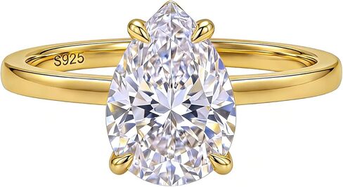 Dulin 1ct/2ct/3ct Teardrop Cubic Zirconia Engagement Ring for Women 14K Gold Plated 925 Sterling Silver Wedding Ring Promise Gift for Christmas Valentine's Day Birthday Gift for Her in Saudi Arabia